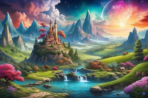 Magical landscape collage