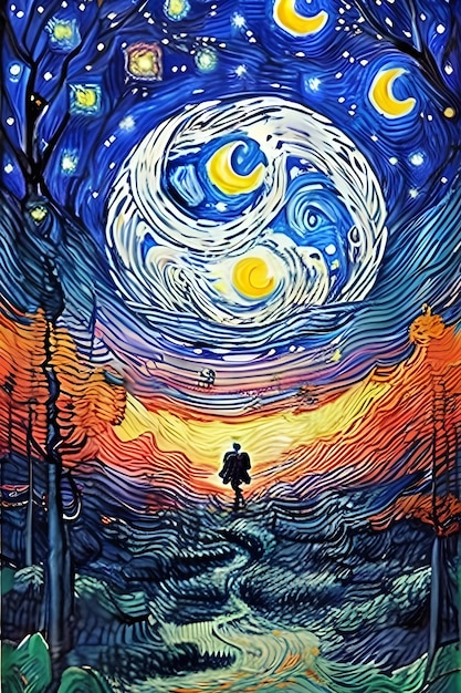 magical landscape in view of the starry sky and its creator wandering 2
