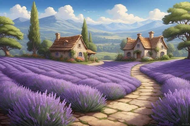 Foto il magico paese delle meraviglie della lavanda