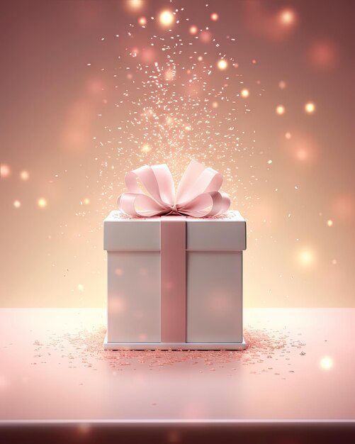 Magical Levitating Gift Box with Sparkling Confetti Celebration
