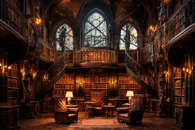 Magical library with talking books