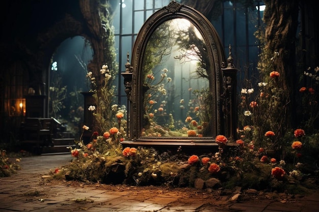 Magical Mirrors Photo Stelt een spiegel samen in een verlaten betoverd kasteel 2