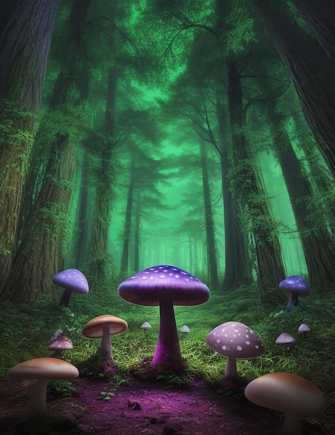 Magical mushrooms Ai image