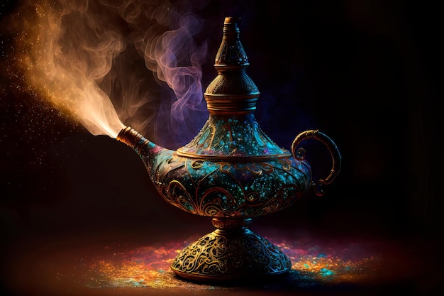 Magical mysterious aladdin lamp Wallpaper Generative AI