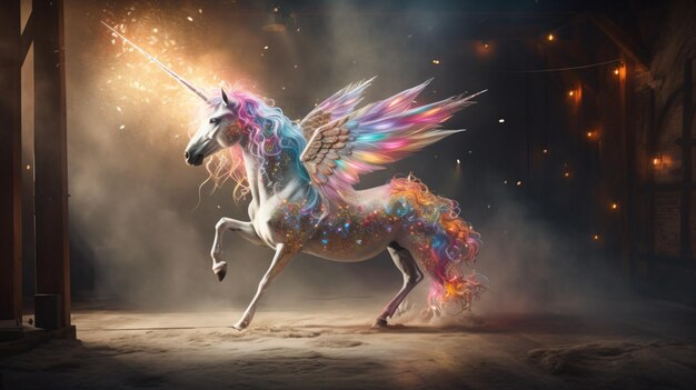 Photo magical and mythical unicorn creature in studio