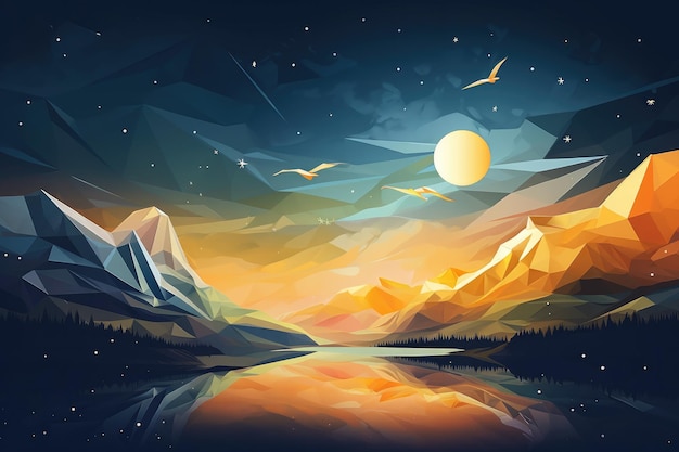 Magical nature wallpaper during summer night high in mountains Generative Ai