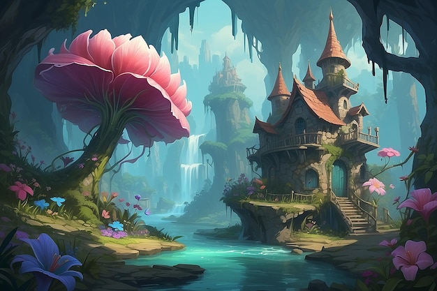 Magical Pappy Flowers Fantasy World Concept Art