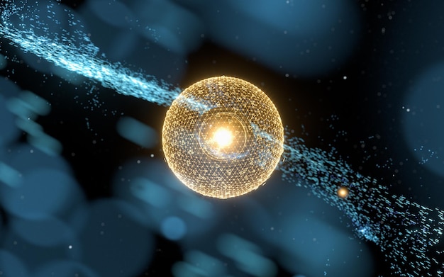 Magical particles with abstract shape 3d rendering