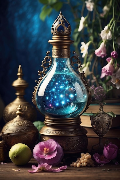 magical potion bottle background photo