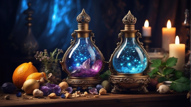 魔法の薬のボトル 背景写真