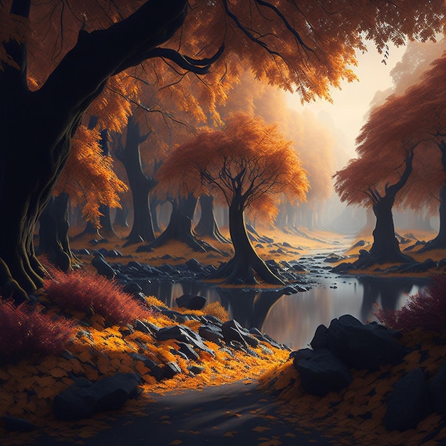 A magical scenary in the autumn fantasy