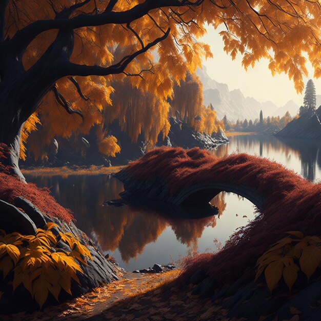 A magical scenary in the autumn fantasy