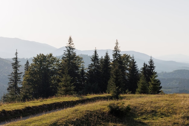 A magical scenic view of the mountains at sunset