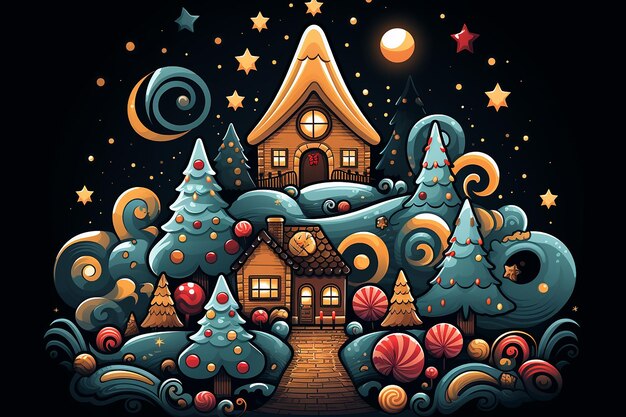 Photo magical starry night christmas background