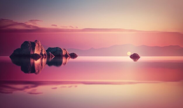 Foto magica vista sul mare dell'alba con cielo colorato e morbido sfondo naturale