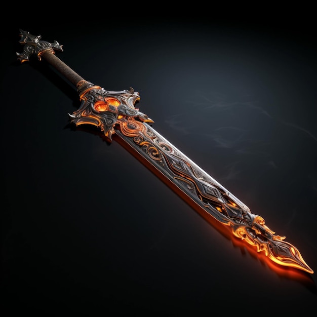 Magical sword d illustration mystical graphic asset isolated ai generated