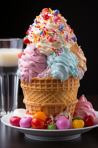 Magical Twists Een prachtig beeld van een ijsje met onweerstaanbare ijsjes weergegeven in boeiende