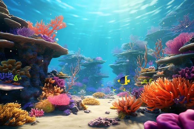 Magical underwater scene with colorful coral Generative ai