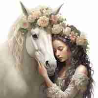 Photo magical unicorn full of colors and so many details magic horse from fairy tale