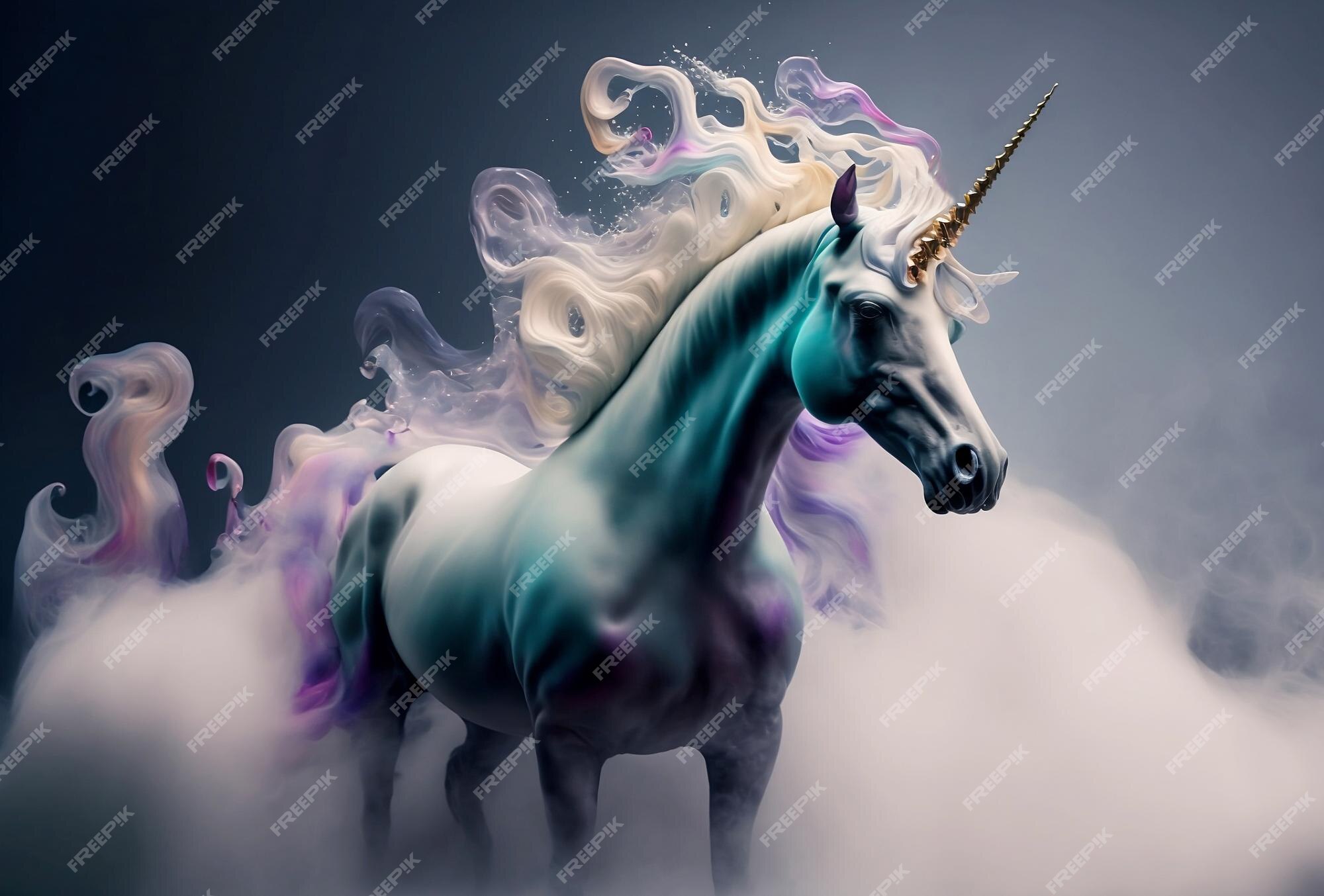 Premium Photo | Magical unicorn on purple dark background