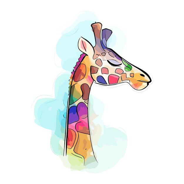 Magical Watercolor Giraffe Illustration Generative AI