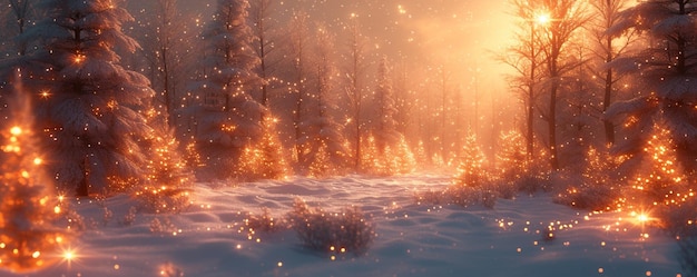 Foto una magica foresta invernale con alberi coperti di neve