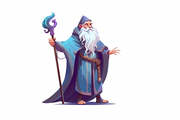 a magical wizard avatar with a long robe and a staff AI generated