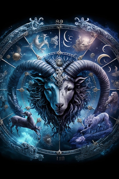 Magical zodiac circle on dark background