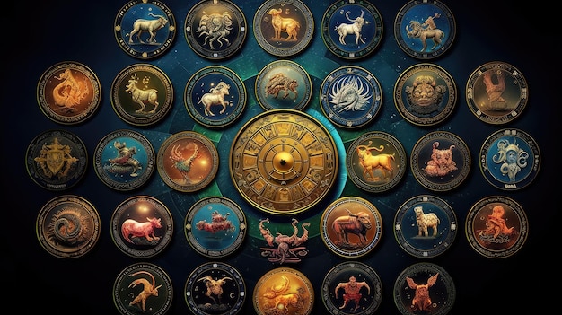 Photo magical zodiac signs in universe generative ai