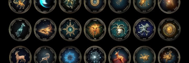 Magical zodiac signs in universe Generative Ai