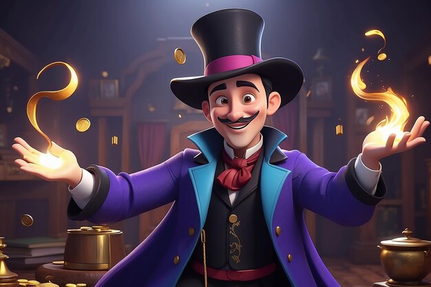 Photo magician cartoon character illustration