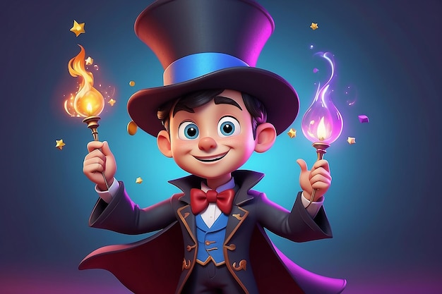 Photo magician cartoon character illustration