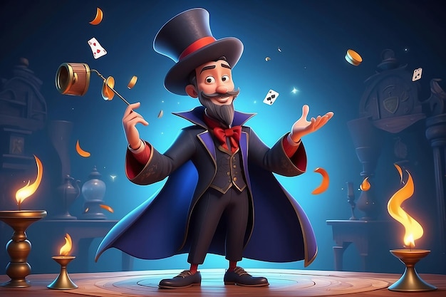 Foto illustrazione del personaggio dei cartoni animati magician