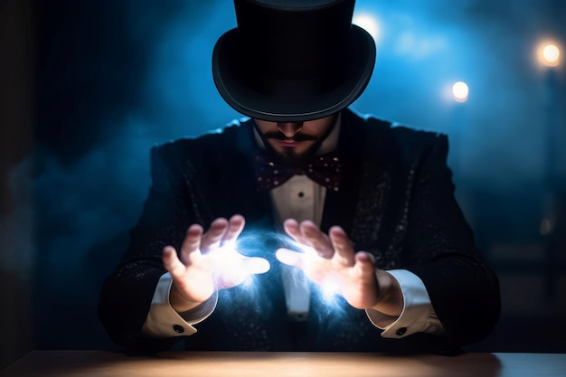 Magician playing Man white fun Generate Ai