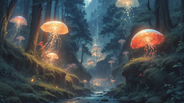 Magisch bos in Ghibli-stijl