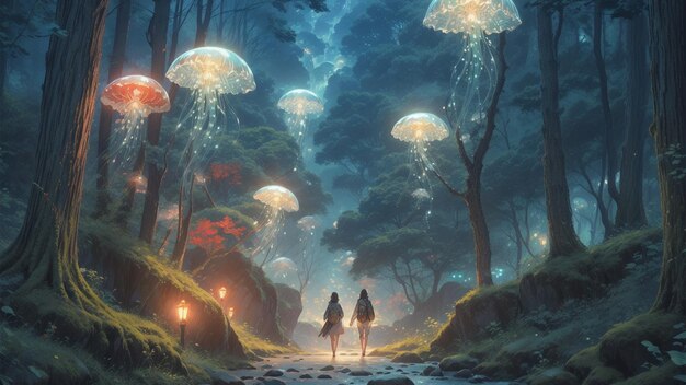 Magisch bos in Ghibli-stijl