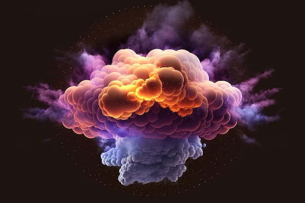 Magisch explosiespel bomexplosie-effect met kleurrijke wolken Geïsoleerde rookcumulus