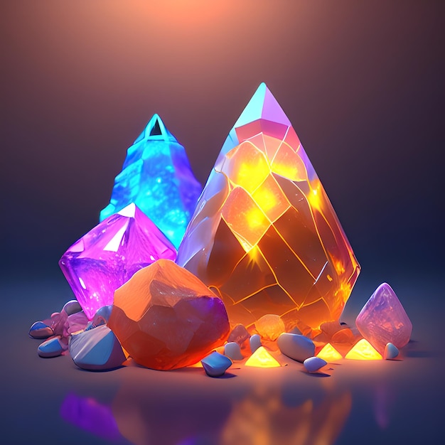 Magisch kristal licht en edelstenen