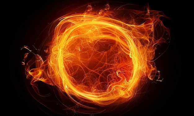 magisch oranje vuur licht effect plasma portaal cirkel licht geïsoleerd op zwarte achtergrond