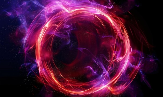 magisch vuur licht effect paars plasma portaal cirkel licht effecten geïsoleerd op zwarte achtergrond