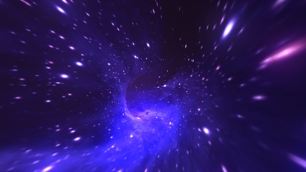 Magisch wormgat - een draai in de ruimtevlucht in een zwart gat