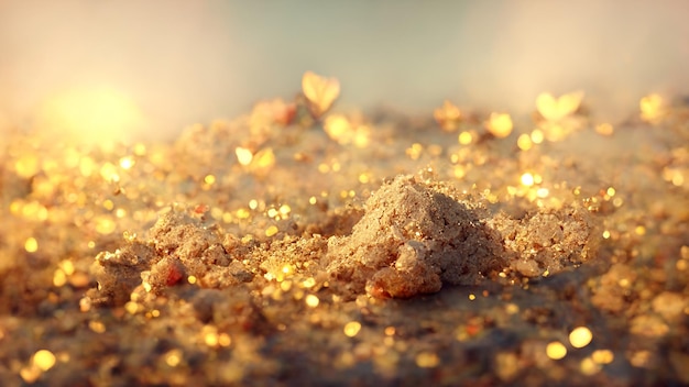 Magisch zand met gouden gloed glitter wazig achtergrond