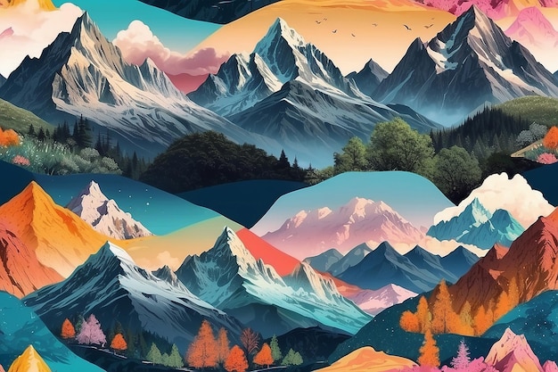 Magische bergen landschap collage