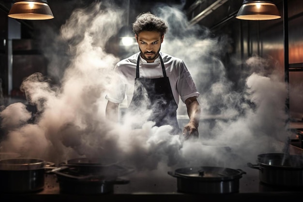 magische chef-kok klaar om een nieuw gerecht te koken