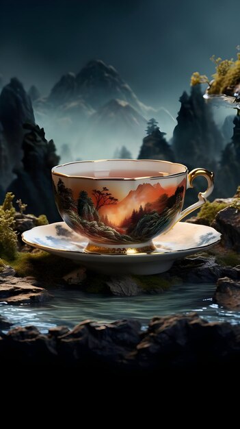 Foto magische ijs thee kopje