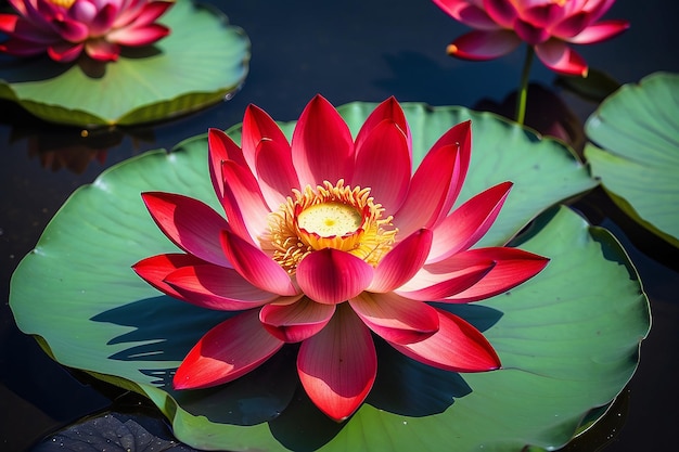 Magische lotusbloem in het rood