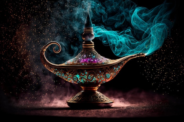 Magische mysterieuze aladdin-lamp Wallpaper Generatieve AI