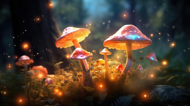 Magische paddenstoelen in het licht