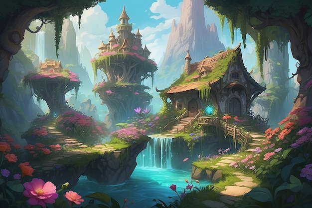 Magische Pappy Flowers Fantasy World Concept Art