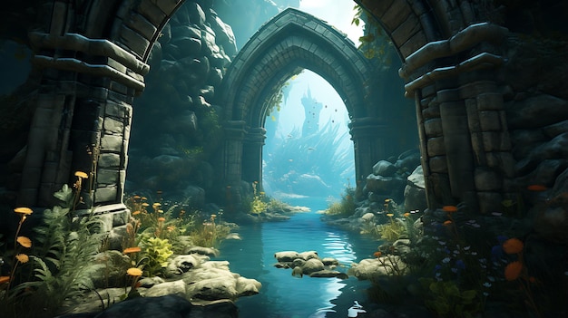 Magische wereld onderwater rijk vol met levendige mariene leven fantasy behang